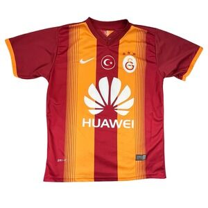 Nike Mens Galatasaray Huawei Soccer Jersey Red Orange‎ Striped Kit 2015 Medium